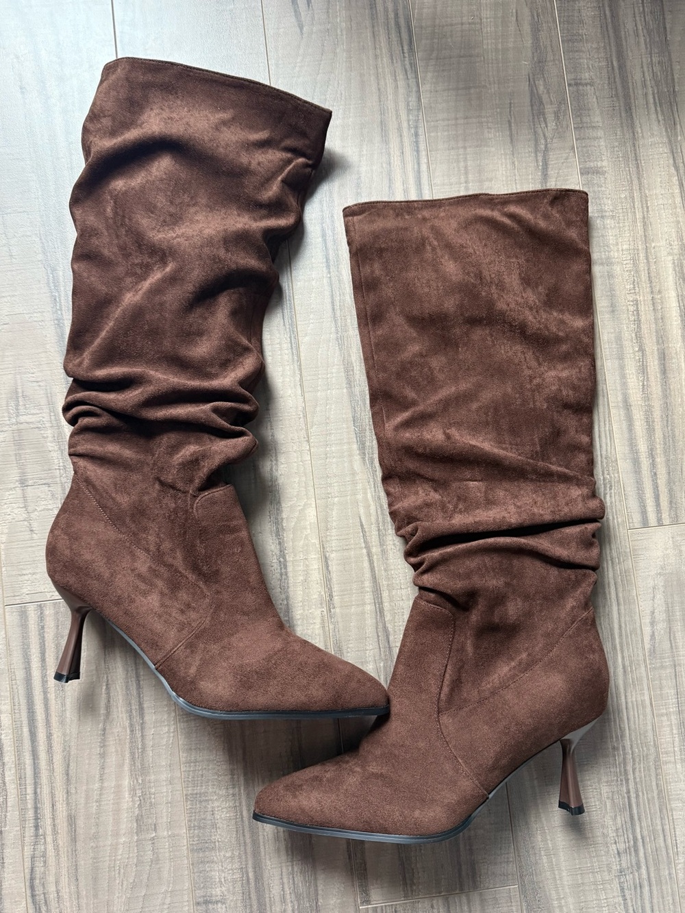Vici Chocolate Brown Suede Slouch Knee Boots